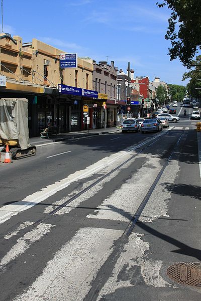 Tram lines exposed in Glebe Point Road